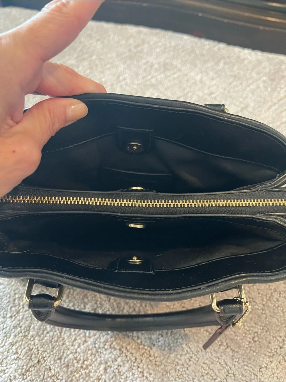 Coach Mini Sage Metallic Chevron Quilted Leather Satchel, Black Multi, F37372
